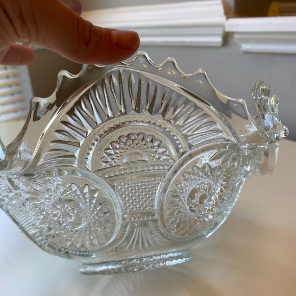 Twins Clear by IMPERIAL GLASS-OHIO 10" 
Ruffled Bowl - Picture 2 of 6